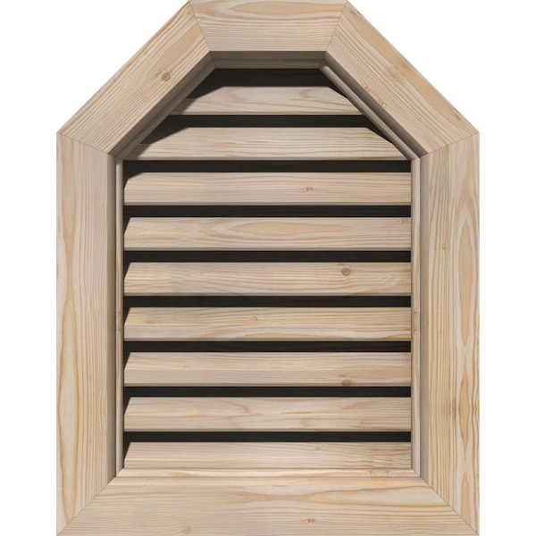 Ekena Millwork Octagonal Top Gable Vent Primed, Functional, Pine Gable Vent w/ Brick Mould Face Frame, 12"W x 20"H - GVWOT12X2000SFPPI