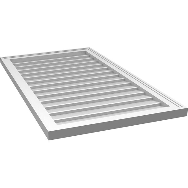 Ekena Millwork Vertical Surface Mount PVC Gable Vnt: Non-Functional, w/2"W x 1-1/2"H, Brickmould Frame, 24"W x 42"H - GVPVE24X4202SN