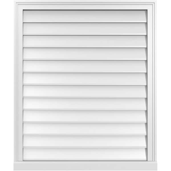 Ekena Millwork Vertical Surface Mount PVC Gable Vent w/ 2"W x 2"H , Brickmould Sill Frame, 32"W x 38"H - GVPVE32X3803SN