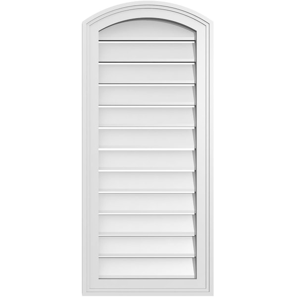 Ekena Millwork Arch Top Surface Mount PVC Gable Vent: Non-Functional, w/2"W x 1-1/2"P Brickmould Frame, 16"W x 34"H - GVPAR16X3402SN