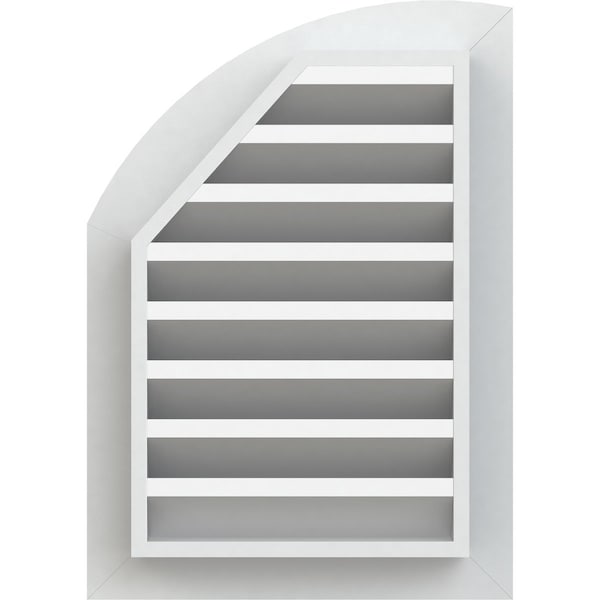 Ekena Millwork Quarter Round Top Right Functional, PVC Gable Vent w/ 1" x 4" Flat Trim Frame, 06"W x 32"H - GVPQR06X3201FUN