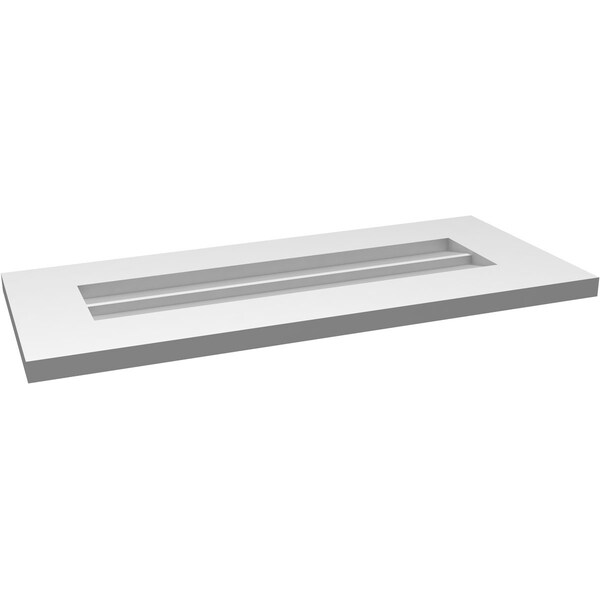 Ekena Millwork Vertical Surface Mount PVC Gable Vent: Non-Functional, w/ 3-1/2"W x 1"P Standard Frame, 28"W x 12"H - GVPVE28X1201SN