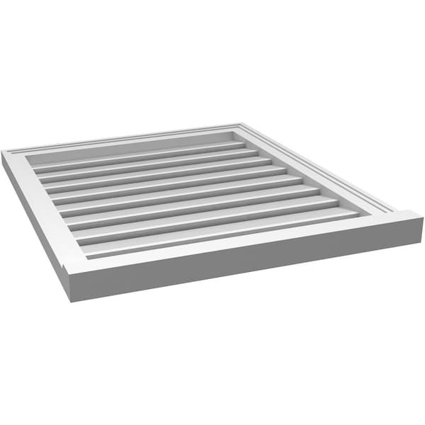 Ekena Millwork Vertical Surface Mount PVC Gable Vent: Functional, w/ 2"W x 2"P Brickmould Sill Frame, 26"W x 30"H - GVPVE26X3003SF