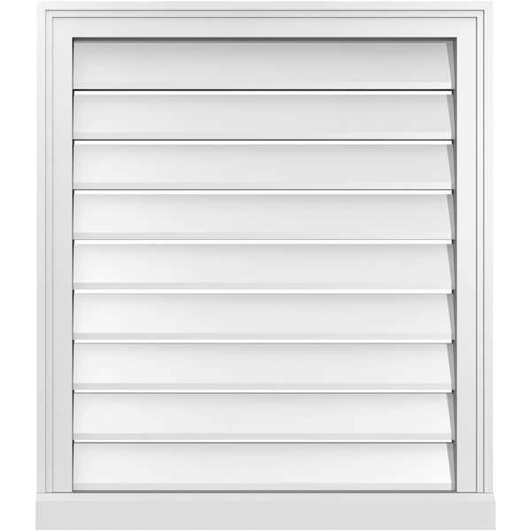Ekena Millwork Vertical Surface Mount PVC Gable Vent: Functional, w/ 2"W x 2"P Brickmould Sill Frame, 26"W x 30"H - GVPVE26X3003SF