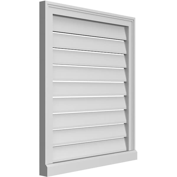 Ekena Millwork Vertical Surface Mount PVC Gable Vent: Functional, w/ 2"W x 2"P Brickmould Sill Frame, 26"W x 30"H - GVPVE26X3003SF