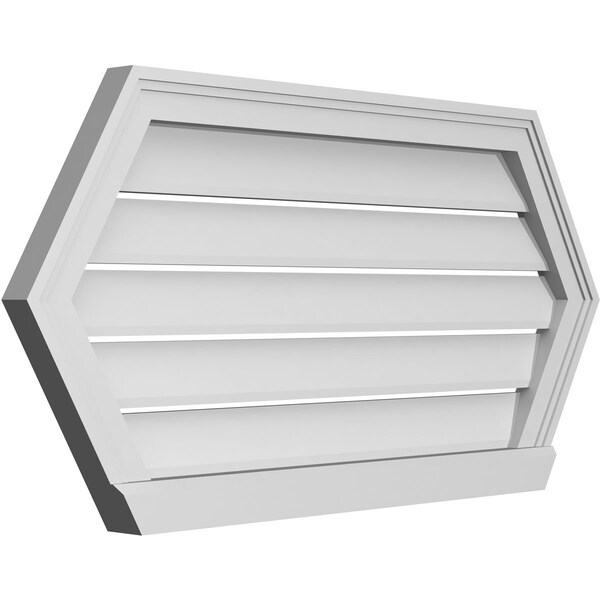Ekena Millwork Half Round Surface Mount PVC Gable Vent: Functional, w/ 2"W x 2"P Brickmould Sill Frame, 36"W x 18"H - GVPHR36X1803SF