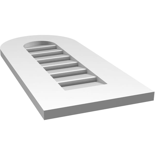 Ekena Millwork Round Top Surface Mount PVC Gable Vent: Functional, w/ 3-1/2"W x 1"P Standard Frame, 12"W x 26"H - GVPRT12X2601SF