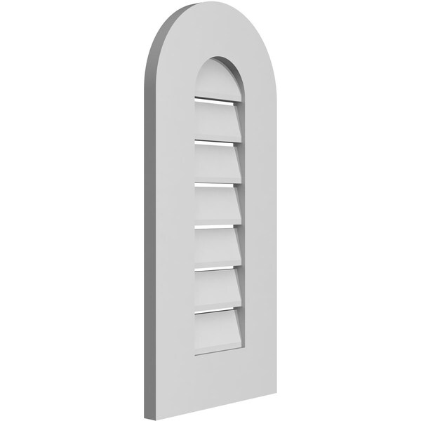 Ekena Millwork Round Top Surface Mount PVC Gable Vent: Functional, w/ 3-1/2"W x 1"P Standard Frame, 12"W x 26"H - GVPRT12X2601SF