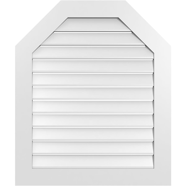 Ekena Millwork Octagonal Top Surface Mount PVC Gable Vent: Functional, w/ 3-1/2"W x 1"P Standard Frame, 32"W x 38"H - GVPOT32X3801SF
