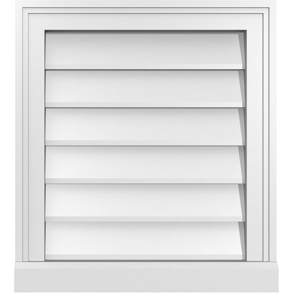 Ekena Millwork Vertical Surface Mount PVC Gable Vent w/ 2"W x 2"H , Brickmould Sill Frame, 18"W x 20"H - GVPVE18X2003SN