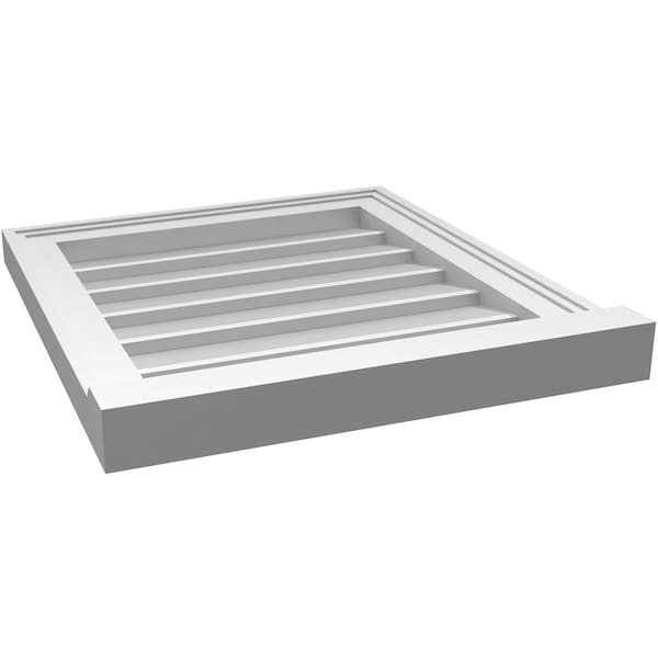 Ekena Millwork Vertical Surface Mount PVC Gable Vent w/ 2"W x 2"H , Brickmould Sill Frame, 18"W x 20"H - GVPVE18X2003SN
