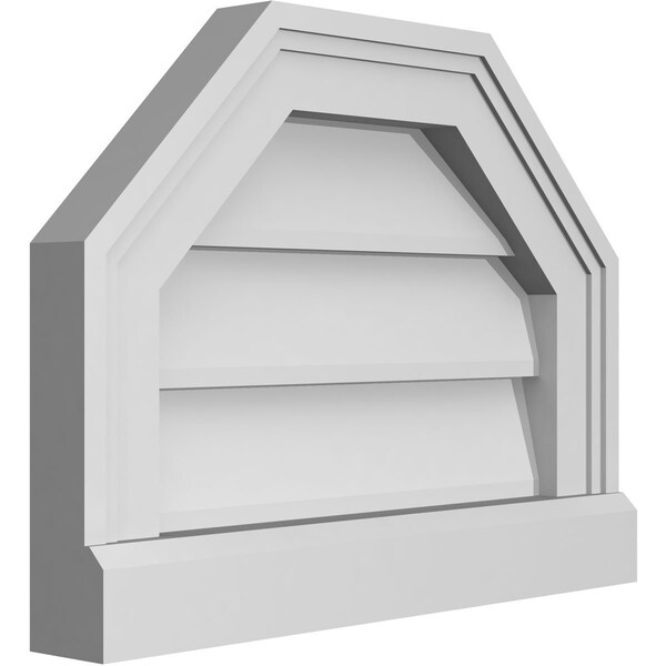 Ekena Millwork Octagonal Top Surface Mount PVC Gable Vent w/ 2"W x 2"P Brickmould Sill Frame, 16"W x 12"H - GVPOT16X1203SN