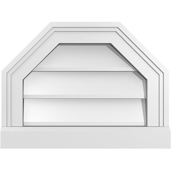Ekena Millwork Octagonal Top Surface Mount PVC Gable Vent w/ 2"W x 2"P Brickmould Sill Frame, 16"W x 12"H - GVPOT16X1203SN