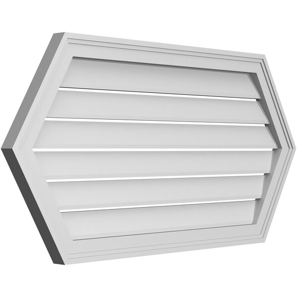 Ekena Millwork Half Round Surface Mount PVC Gable Vent: Functional, w/ 2"W x 1-1/2"P Brickmould Frame, 40"W x 20"H - GVPHR40X2002SF