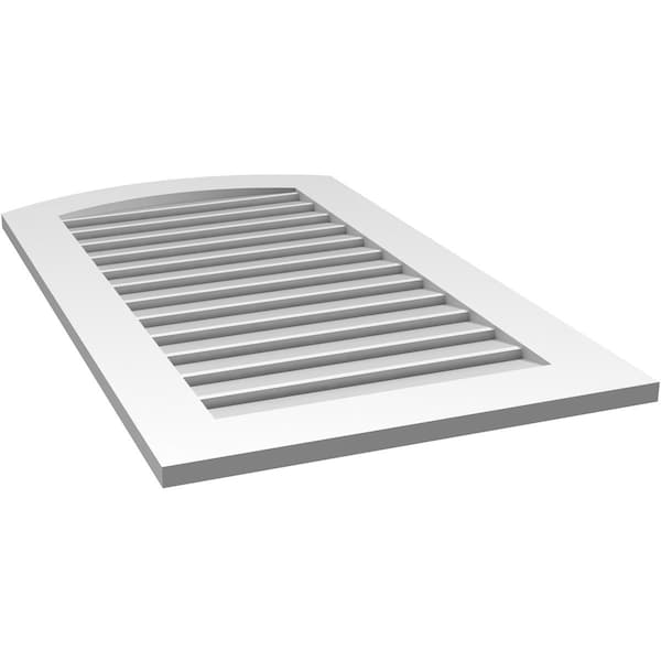Ekena Millwork Arch Top Surface Mount PVC Gable Vent: Non-Functional, w/ 3-1/2"W x 1"P Standard Frame, 24"W x 40"H - GVPAR24X4001SN