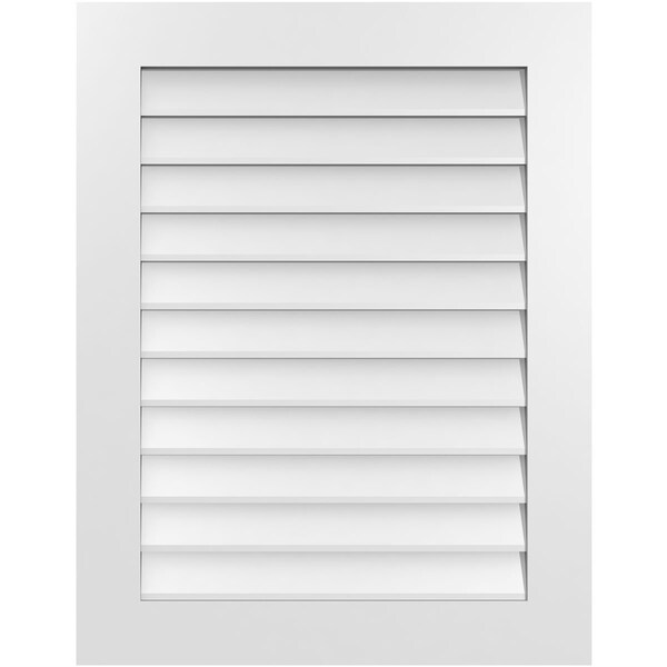 Ekena Millwork Vertical Surface Mount PVC Gable Vent: Non-Functional, w/ 3-1/2"W x 1"P Standard Frame, 28"W x 36"H - GVPVE28X3601SN