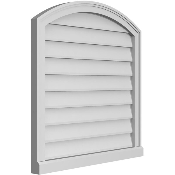 Ekena Millwork Arch Top Surface Mount PVC Gable Vent: Functional, w/ 2"W x 2"P Brickmould Sill Frame, 30"W x 30"H - GVPAR30X3003SF