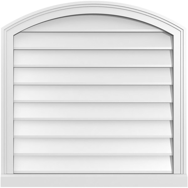 Ekena Millwork Arch Top Surface Mount PVC Gable Vent: Functional, w/ 2"W x 2"P Brickmould Sill Frame, 30"W x 30"H - GVPAR30X3003SF