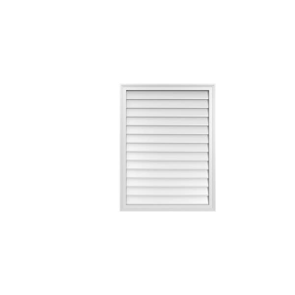Ekena Millwork Vertical Surface Mount PVC Gable Vnt: Non-Functional, w/2"W x 1-1/2"H, Brickmould Frame, 30"W x 40"H - GVPVE30X4002SN
