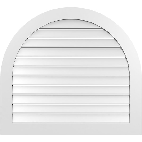Ekena Millwork Round Top Surface Mount PVC Gable Vent: Functional, w/ 3-1/2"W x 1"P Standard Frame, 42"W x 38"H - GVPRT42X3801SF
