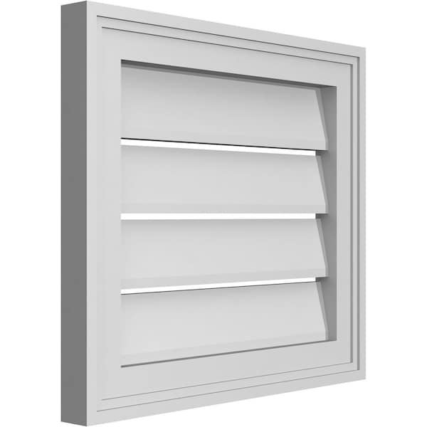 Ekena Millwork Vertical Surface Mount PVC Gable Vent: Functional, w/ 2"W x 1-1/2"P Brickmould Frame, 18"W x 16"H - GVPVE18X1602SF