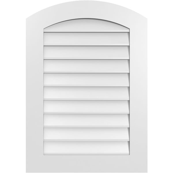 Ekena Millwork Arch Top Surface Mount PVC Gable Vent: Functional, w/ 3-1/2"W x 1"P Standard Frame, 24"W x 34"H - GVPAR24X3401SF