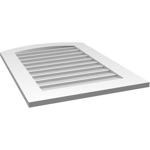 Ekena Millwork Arch Top Surface Mount PVC Gable Vent: Functional, w/ 3-1/2"W x 1"P Standard Frame, 24"W x 34"H - GVPAR24X3401SF