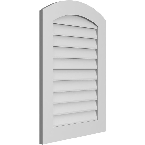 Ekena Millwork Arch Top Surface Mount PVC Gable Vent: Functional, w/ 3-1/2"W x 1"P Standard Frame, 24"W x 34"H - GVPAR24X3401SF