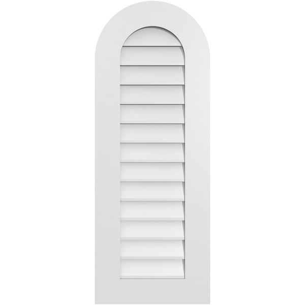 Ekena Millwork Round Top Surface Mount PVC Gable Vent: Non-Functional, w/ 3-1/2"W x 1"P Standard Frame, 16"W x 42"H - GVPRT16X4201SN