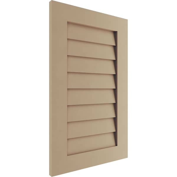 Ekena Millwork Timberthane Rustic Smooth Vertical Faux Wood Non-Functional Gable Vent, Primed Tan, 24"W x 45"H - GVURVE24X45DSMPR