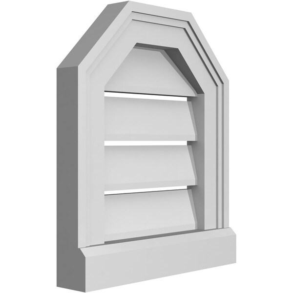 Ekena Millwork Octagonal Top Surface Mount PVC Gable Vent w/ 2"W x 2"P Brickmould Sill Frame, 12"W x 14"H - GVPOT12X1403SF