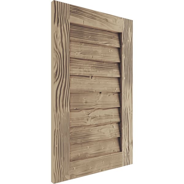 Ekena Millwork Timberthane Sandblasted Vertical Faux Wood Non-Functional Gable Vent, Primed Tan, 32"W x 33"H - GVURVE32X33DSDPR