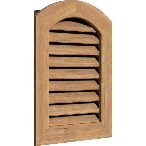 Ekena Millwork Arch Top Gable Vent Functional, Western Red Cedar Gable Vent w/ 1" x 4" Flat Trim Frame, 14"W x 34"H - GVWAR14X3401SFUWR
