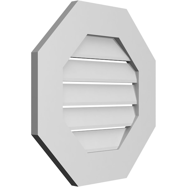 Ekena Millwork Octagonal Surface Mount PVC Gable Vent: Functional, w/ 3-1/2"W x 1"P Standard Frame, 20"W x 20"H - GVPOC20X2001SF