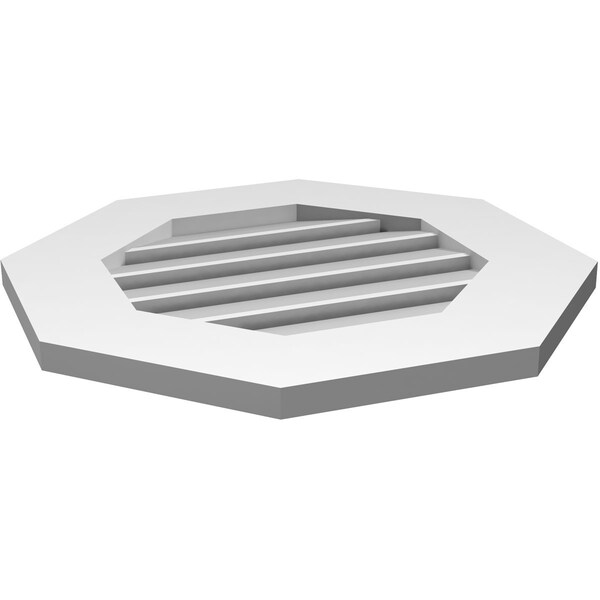 Ekena Millwork Octagonal Surface Mount PVC Gable Vent: Functional, w/ 3-1/2"W x 1"P Standard Frame, 20"W x 20"H - GVPOC20X2001SF