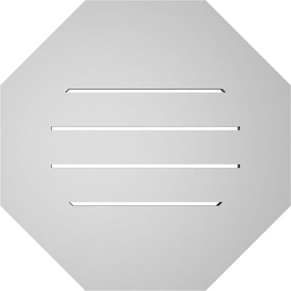 Ekena Millwork Octagonal Surface Mount PVC Gable Vent: Functional, w/ 3-1/2"W x 1"P Standard Frame, 20"W x 20"H - GVPOC20X2001SF