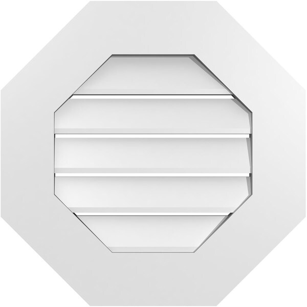 Ekena Millwork Octagonal Surface Mount PVC Gable Vent: Functional, w/ 3-1/2"W x 1"P Standard Frame, 20"W x 20"H - GVPOC20X2001SF