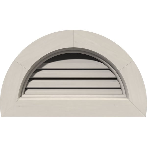 Ekena Millwork Half Round Gable Vent Functional, Western Red Cedar Gable Vent w/Brick Mould Face Frame, 28"W x 14"H - GVWHR28X1400SFPWR