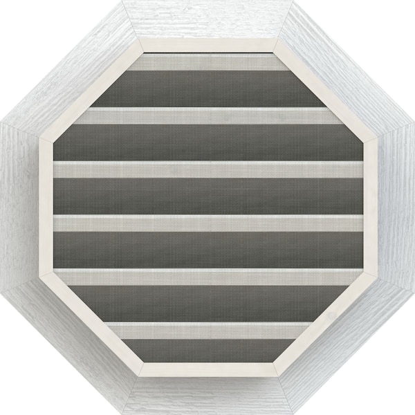 Ekena Millwork Octagonal Gable Vent Functional, Western Red Cedar Gable Vent w/1" x 4" Flat Trim Frame, 18"W x 18"H - GVWOC18X1801RFPWR