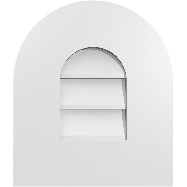 Ekena Millwork Round Top Surface Mount PVC Gable Vent: Non-Functional, w/ 3-1/2"W x 1"P Standard Frame, 12"W x 14"H - GVPRT12X1401SN
