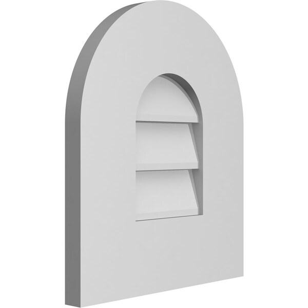 Ekena Millwork Round Top Surface Mount PVC Gable Vent: Non-Functional, w/ 3-1/2"W x 1"P Standard Frame, 12"W x 14"H - GVPRT12X1401SN