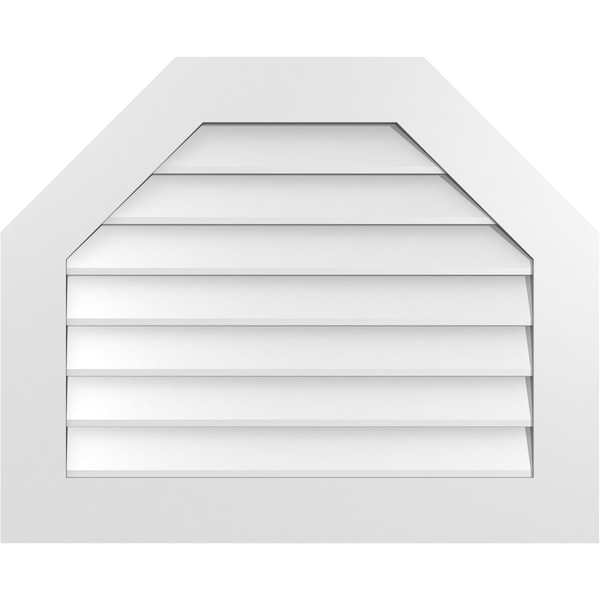 Ekena Millwork Octagonal Top Surface Mount PVC Gable Vent w/ 3-1/2"W x 1"P Standard Frame, 32"W x 26"H - GVPOT32X2601SN