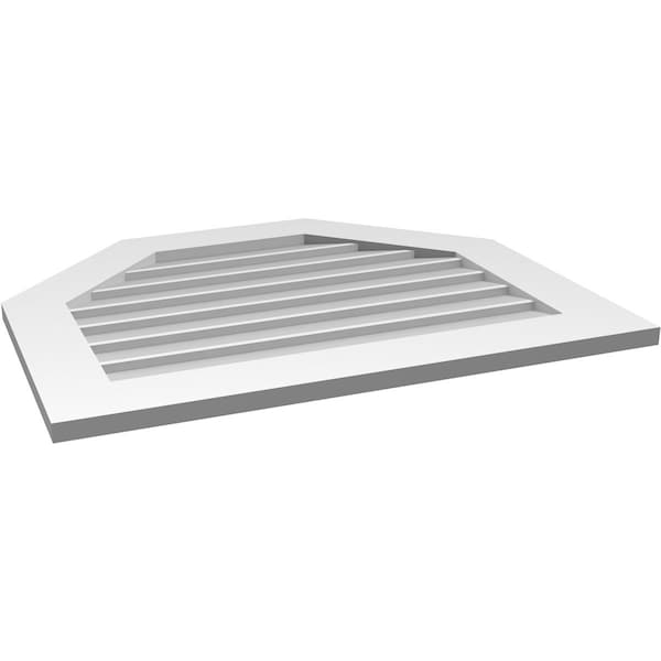 Ekena Millwork Octagonal Top Surface Mount PVC Gable Vent w/ 3-1/2"W x 1"P Standard Frame, 32"W x 26"H - GVPOT32X2601SN