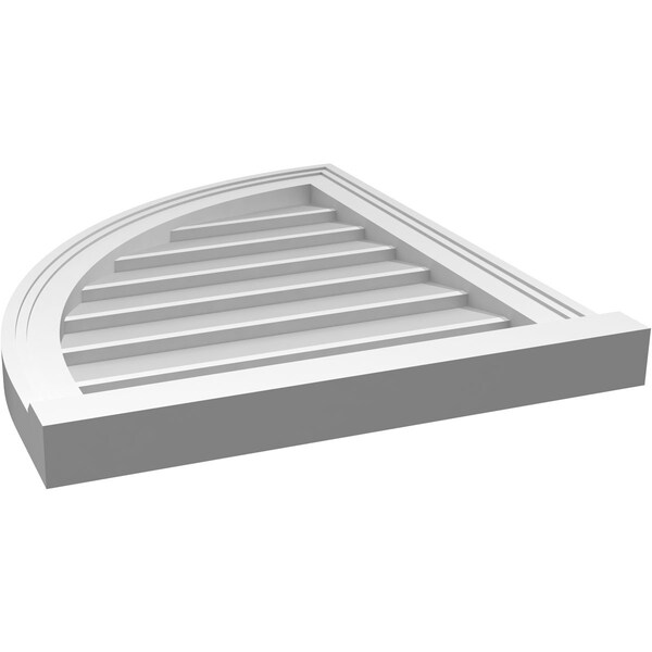 Ekena Millwork Quarter Round Top Left Surface Mount PVC Gable Vent w/ 2"W x 2"P Brickmould Sill Frame, 20"W x 24"H - GVPQL20X2403SN