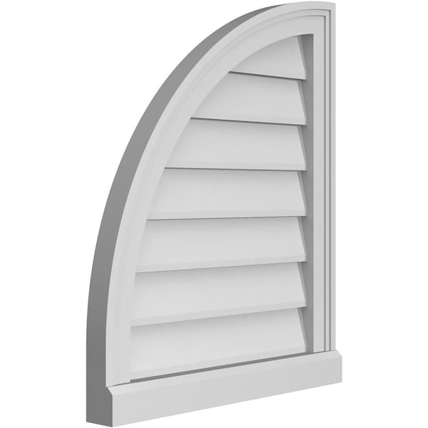 Ekena Millwork Quarter Round Top Left Surface Mount PVC Gable Vent w/ 2"W x 2"P Brickmould Sill Frame, 20"W x 24"H - GVPQL20X2403SN
