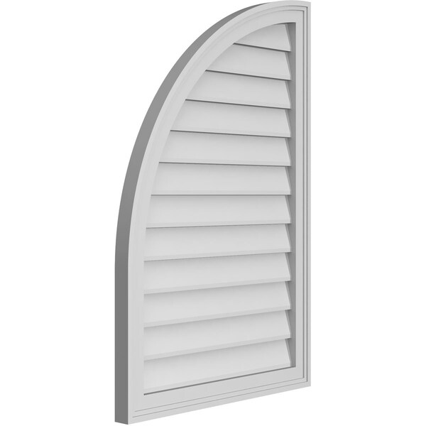 Ekena Millwork Quarter Round Top Left Surface Mount PVC Gable Vent w/ 2"W x 1-1/2"P Brickmould Frame, 24"W x 36"H - GVPQL24X3602SN
