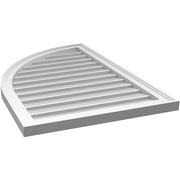 Ekena Millwork Quarter Round Top Left Surface Mount PVC Gable Vent w/ 2"W x 1-1/2"P Brickmould Frame, 24"W x 36"H - GVPQL24X3602SN