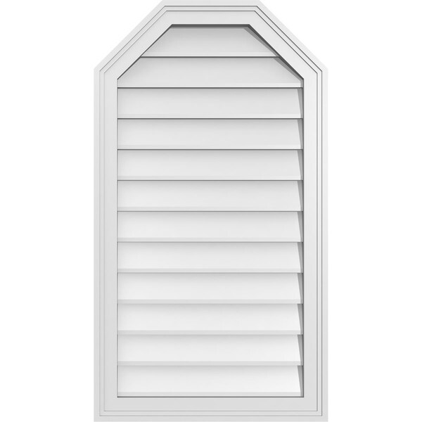 Ekena Millwork Octagonal Top Surface Mount PVC Gable Vent w/ 2"W x 1-1/2"P Brickmould Frame, 20"W x 36"H - GVPOT20X3602SN