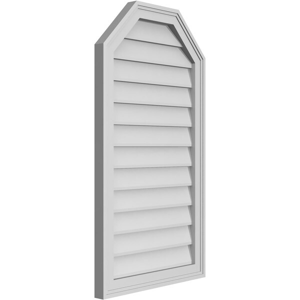 Ekena Millwork Octagonal Top Surface Mount PVC Gable Vent w/ 2"W x 1-1/2"P Brickmould Frame, 20"W x 36"H - GVPOT20X3602SN