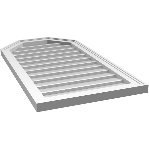 Ekena Millwork Octagonal Top Surface Mount PVC Gable Vent w/ 2"W x 1-1/2"P Brickmould Frame, 20"W x 36"H - GVPOT20X3602SN